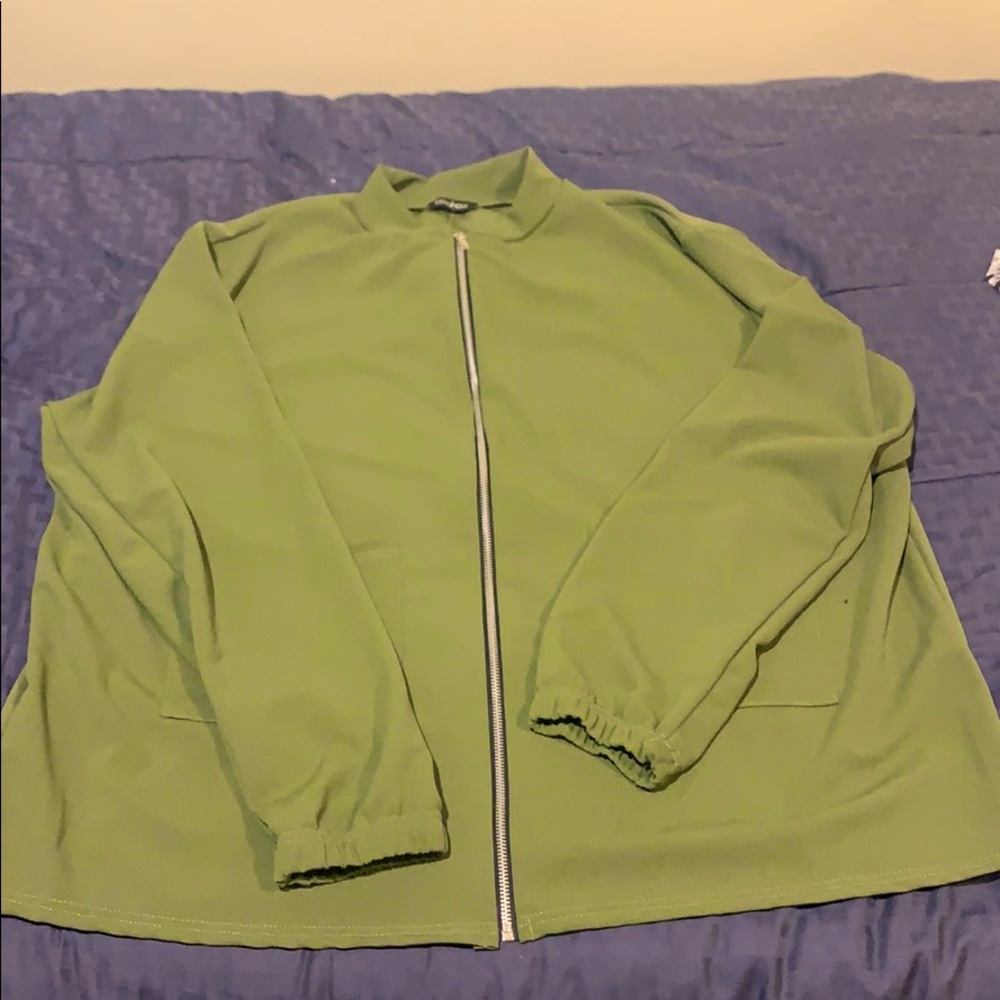 Jersey Crepe Oversized Pocket Detail Bomber